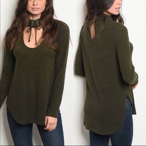 🍂🍂 NWT Olive Lace Up Choker Top🍂🍂